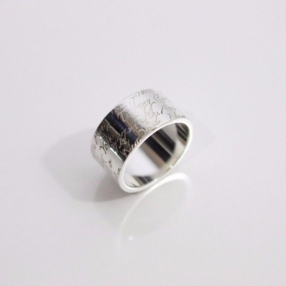 LIKE NEW!! Gorgeous Tiffany & Co. Notes Collection Sterling Silver Band Ring - Picture 1 of 4
